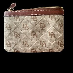 Dooney & Bourke Brown and Tan Monogram Wristlet